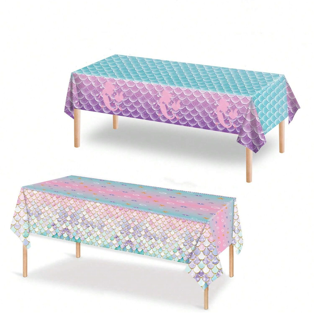 Table Cloth Disposable - 1pc Disposable PE Plastic Tablecloth Mermaid