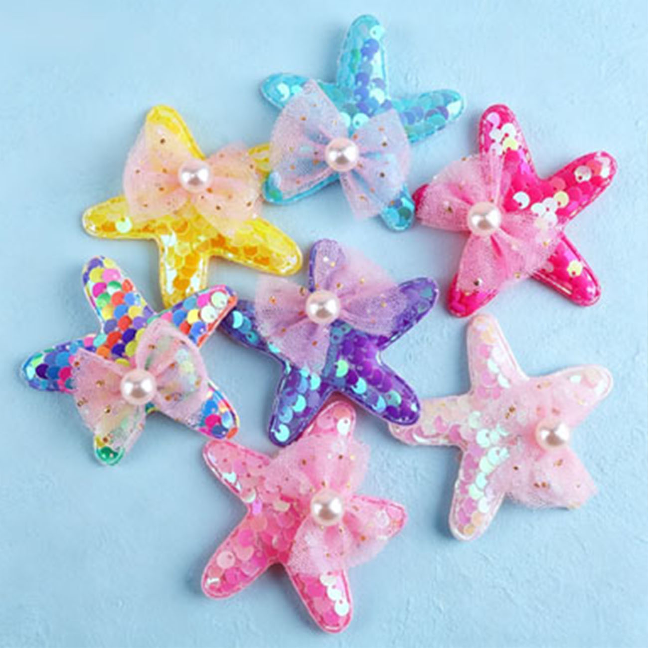 Glitter Tablecloth - 1/7PCS Mermaid Sequins Starfish Hair Clips