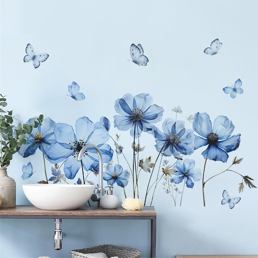 Flower Wall Panel - Fresh Blue Butterfly & Flower Wall