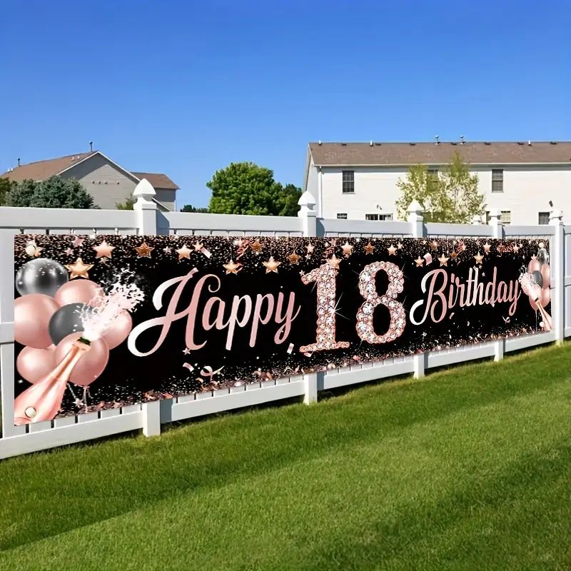 18th Birthday Banner, Rose Gol - đánh giá và giá Party Banner Gold