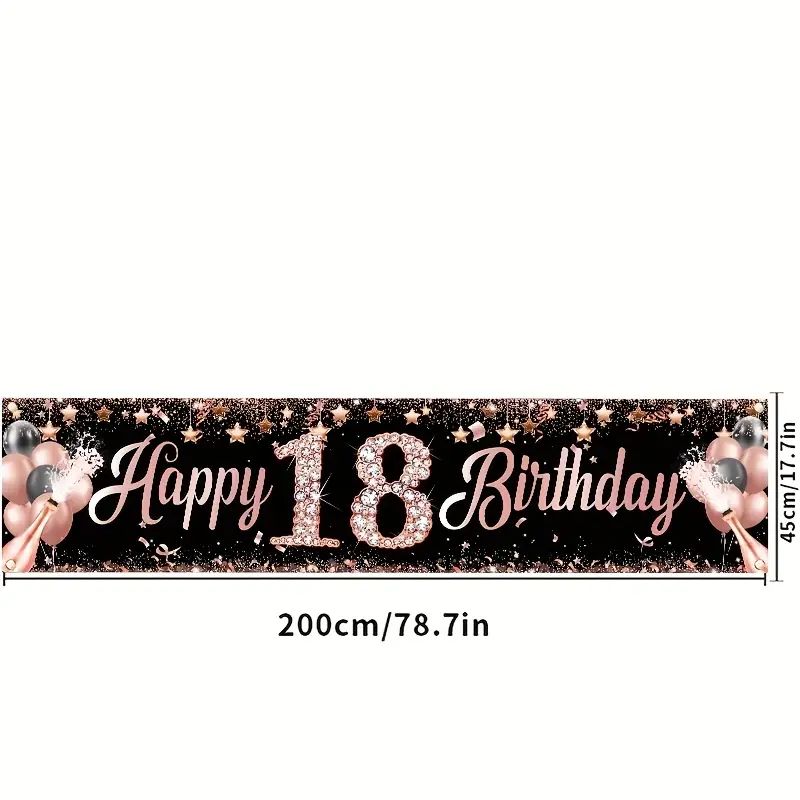 18th Birthday Banner, Rose Gol - đánh giá và giá Party Banner Gold