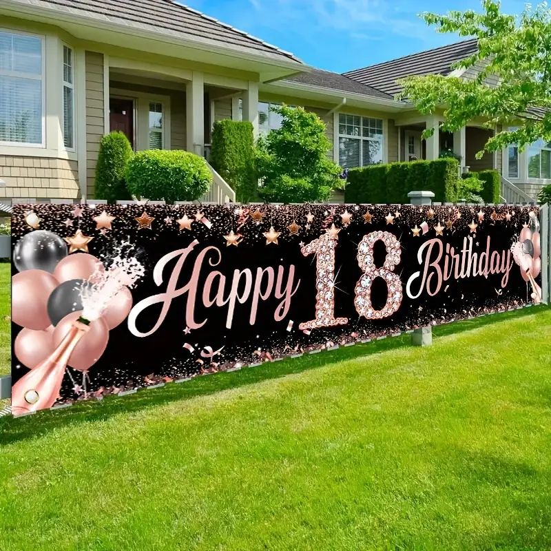 18th Birthday Banner, Rose Gol - đánh giá và giá Party Banner Gold