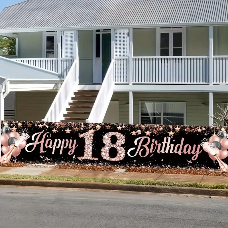18th Birthday Banner, Rose Gol - đánh giá và giá Party Banner Gold
