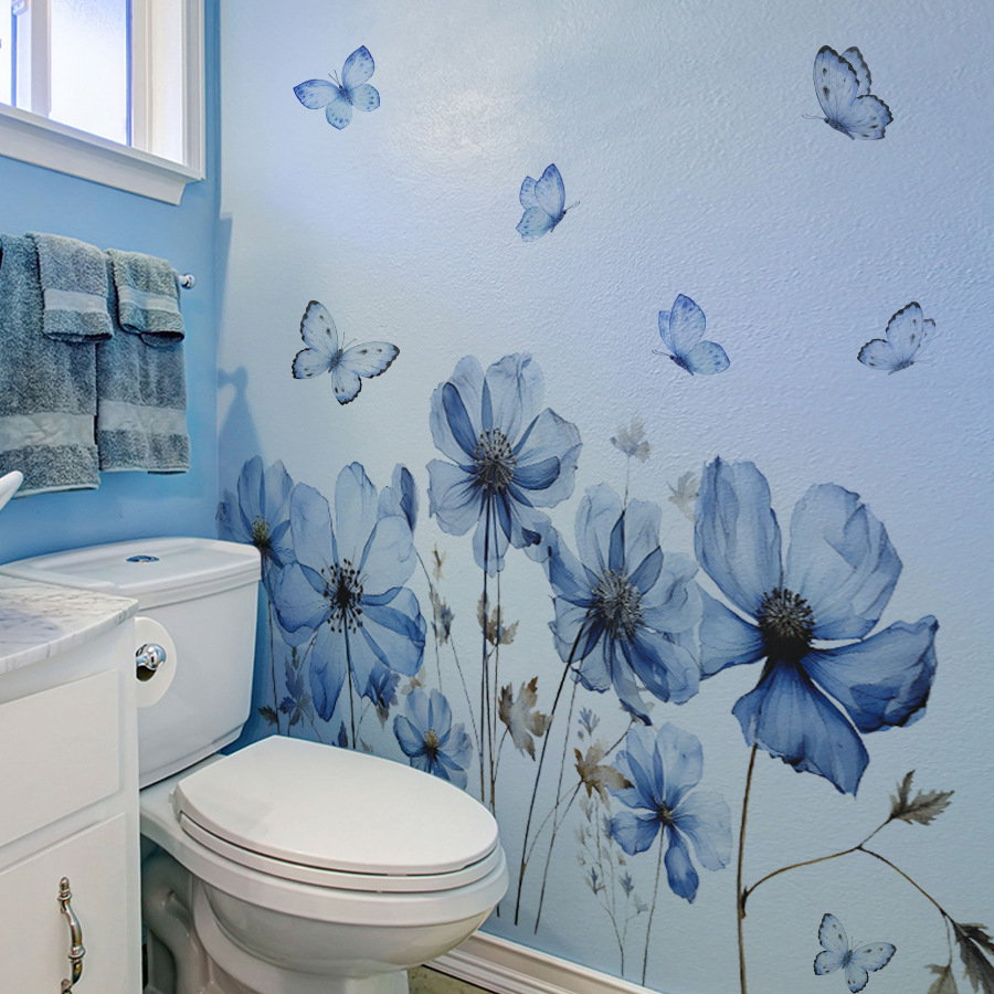 Fresh Blue Butterfly & Flower  - đánh giá và giá Flower Wall Panel