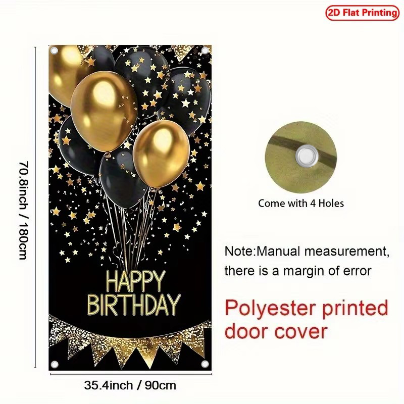 2D Door Banner, 1 Elegant Blac - đánh giá và giá Party Banner Gold