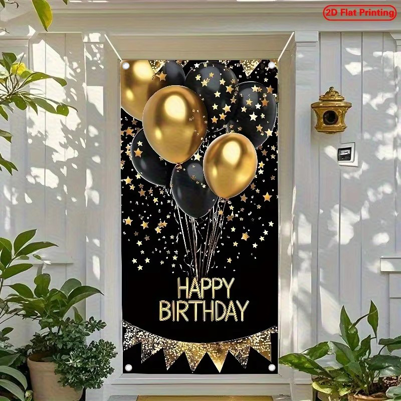 2D Door Banner, 1 Elegant Blac - đánh giá và giá Party Banner Gold