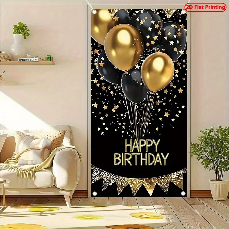 2D Door Banner, 1 Elegant Blac - đánh giá và giá Party Banner Gold